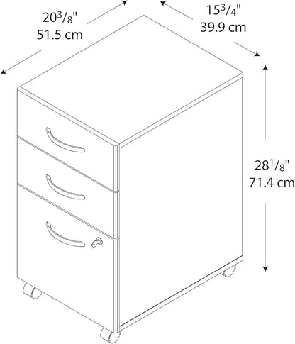 Bush Business Furniture Series C 3 Drawer Mobile File Cabinet in Hansen Cherry, Assembled Office Storage Unit for Home or Commercial Spaces