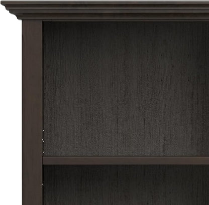 SIMPLIHOME Amherst Bookcase - 70 inch Tall 5-Shelf Solid Wood Bookshelf in Hickory Brown, Transitional Storage for Living Room, Study Room or Office with Adjustable Shelves and Tapered Legs