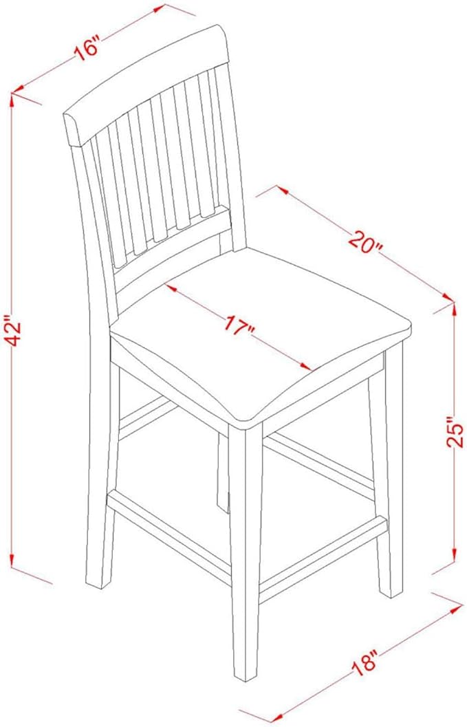East West Furniture EDVN3-WHI-C 3 Piece Kitchen Counter Height Dining Set Contains a Round Dining Room Table with Pedestal and 2 Linen Fabric Upholstered Chairs, 30x30 Inch, Buttermilk & Cherry