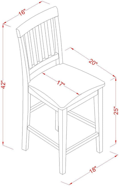 East West Furniture EDVN3-WHI-C 3 Piece Kitchen Counter Height Dining Set Contains a Round Dining Room Table with Pedestal and 2 Linen Fabric Upholstered Chairs, 30x30 Inch, Buttermilk & Cherry