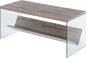 Convenience Concepts SoHo Modern Living Storage Shelf, Contemporary Coffee Table for Family Room, 40", Sandstone/Glass
