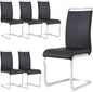 Dining Chairs Set, Kitchen Modern Metal Chairs with Faux Leather Padded Seat High Back and Sturdy Chrome Legs, Chairs for Dining Room (Black, Set of 6)