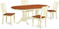 East West Furniture PLAV5-WHI-W 5 Piece Dining Room Table Set Includes an Oval Kitchen Table with Butterfly Leaf and 4 Dining Chairs, 42x78 Inch, Buttermilk & Cherry