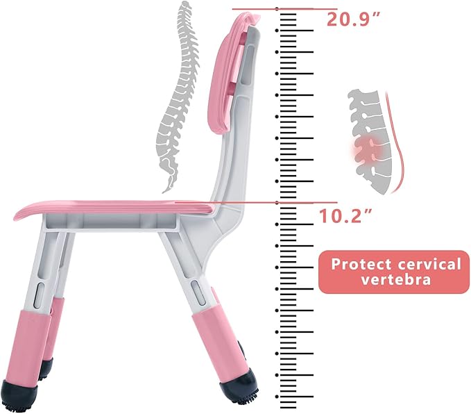4 Piece Kids Chair Set 3 Levels Adjustable Stackable Kids Chairs Ideal for Playrooms, Schools, Daycares and Homes Washable and Easy to Clean Max Weight 220LB(Pink 4Piece Set)