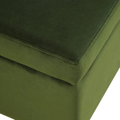 HomePop Upholstered Storage Bench with Metal Leg Home Décor|Bench with Storage for Living Room & Entryway - Blush Green