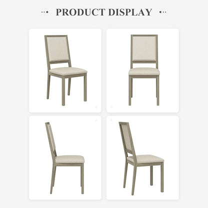 COLAMY Wood Dining Chairs Set of 4, Mid Century Modern Upholstered Kitchen Chairs,19 Inch Fabric Dining Chair with Back for Kitchen Dining Room,Grey