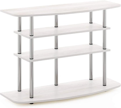 Furinno Frans Turn-N-Tube TV Stand for TV Size up to 43 Inch, 4-Tier, White Oak