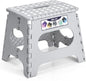 Delxo Folding Step Stool, 11 inch Non-Slip Foldable Stools Up to 300 LBS, Step Stool with Handle, Lightweight for Kitchen, Bathroom, Bedroom, Garden, Grey, 1PC