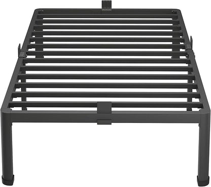 MAF 18 Inch Twin XL Bed Frames with Round Corner Legs Mattress Slide Stopper No Box Spring Needed Heavy Duty Metal Platform Bed Frame Under-Bed Storage Space, 3000 LBS Steel Slats Support