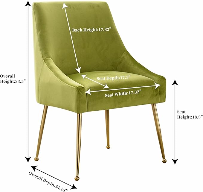 Velvet Dining Chairs Set of 2, Furniture Collection Modern Contemporary Upholstered with Polished Gold Metal Legs(Yellow Green)
