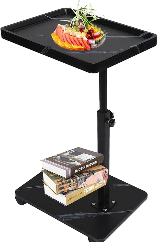 Simcat C Table End Table Adjustable Height, C Shaped Side Table with Wheels, 360° Swivel TV Tray Table, Sofa Side Tables for Small Spaces/Living Room/Bedroom/Bathtub/Hospital