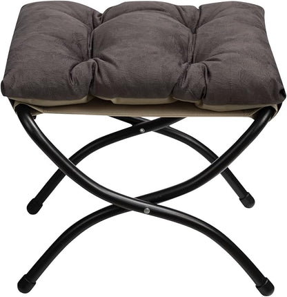HollyHOME 15"(H) Folding Footrest Stool, Upholstered Small Foldable Ottoman, Accent Padded Sofa Foot Stool for Lazy Chair, Metal Frame Portable Foot Rest Ottoman for Living Room, Bedroom, Coffee