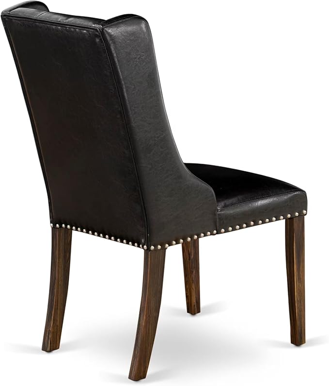 East West Furniture V797FO749-5 5 Piece Dining Room Furniture Set Includes a Rectangle Dining Table with V-Legs and 4 Black Faux Leather Upholstered Chairs, 40x72 Inch, Multi-Color