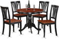 East West Furniture ANAV5-BLK-W 5 Piece Kitchen Table Set for 4 Includes a Round Dining Room Table with Pedestal and 4 Dining Chairs, 36x36 Inch, Black & Cherry
