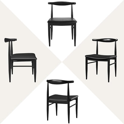Yaheetech Dining Chairs Set of 2 Mid Century Modern Leather Dining Room Chairs with Armless Backrest & Metal Legs for Kitchen, Living Room, Black