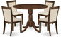 East West Furniture DLMZ5-AWA-32 5 Piece Dining Room Furniture Set Includes a Round Kitchen Table with Dropleaf and 4 Parson Chairs, 42x42 Inch, Antique Walnut
