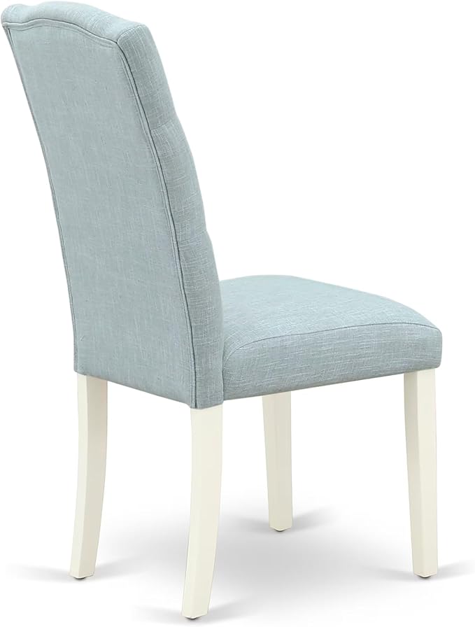 East West Furniture V077CE215-6 6 Piece Modern Dining Table Set Contains a Rectangle Wooden Table and 4 Baby Blue Linen Fabric Upholstered Chairs with a Bench, 40x72 Inch, Multi-Color