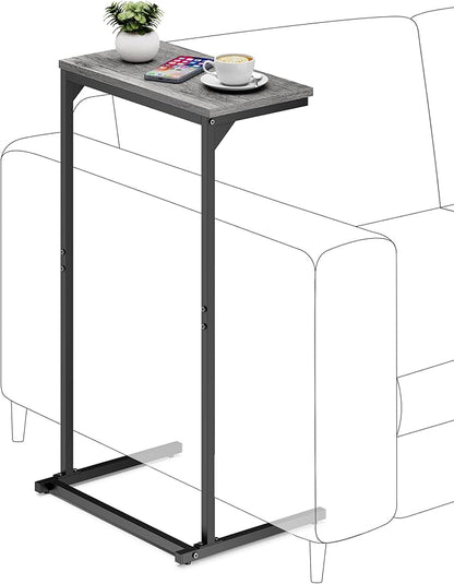 TUTOTAK C Shaped End Table, Small Side Table, Set of 2, 28.7 inch Tall Couch Table, Sofa Table, Living Room, Bed Room, Charcoal Grey TB01BY0712