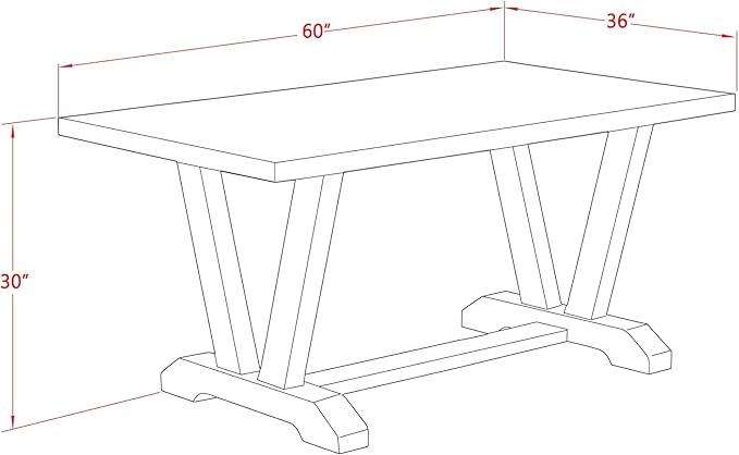 East West Furniture V696FR102-5 5 Piece Dinette Set for 4 Includes a Rectangle Dining Table with V-Legs and 4 Light Beige Linen Fabric Parson Dining Room Chairs, 36x60 Inch, Multi-Color