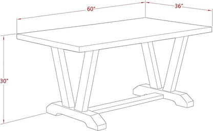 East West Furniture V696FR102-5 5 Piece Dinette Set for 4 Includes a Rectangle Dining Table with V-Legs and 4 Light Beige Linen Fabric Parson Dining Room Chairs, 36x60 Inch, Multi-Color
