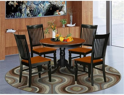 East West Furniture HLWE5-BCH-W 5 Piece Modern Dining Table Set Includes a Round Wooden Table with Pedestal and 4 Dining Chairs, 42x42 Inch, Black & Cherry