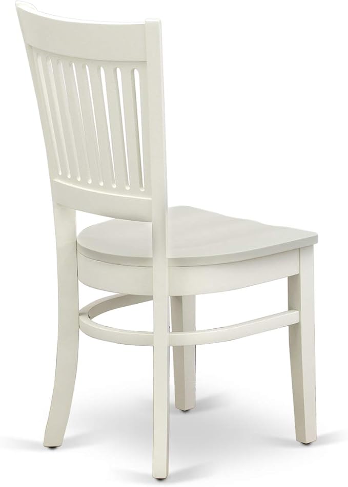 East West Furniture HLVA5-LWH-W 5 Piece Dining Room Furniture Set Includes a Round Kitchen Table with Pedestal and 4 Dining Chairs, 42x42 Inch, Linen White