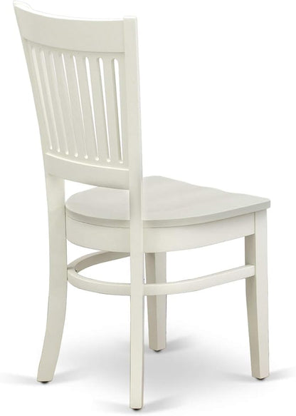 East West Furniture HLVA5-LWH-W 5 Piece Dining Room Furniture Set Includes a Round Kitchen Table with Pedestal and 4 Dining Chairs, 42x42 Inch, Linen White