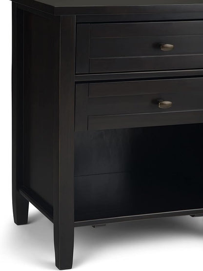 SIMPLIHOME Warm Shaker SOLID WOOD 24 Inch Wide Transitional Bedside Nightstand Table in Hickory Brown, For the Living Room and Bedroom