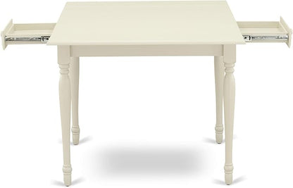East West Furniture MZKE5-LWH-W 5 Piece Dining Room Furniture Set Includes a Rectangle Kitchen Table with Dropleaf and 4 Dining Chairs, 36x54 Inch, Linen White