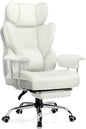 COMHOMA Big and Tall Office Chair, High Back Leather Gaming Chair with Footrest, Executive Ergonomic Office Chairs with Pocket Spring Lumbar Support and with Outward Fixed Soft Armrests