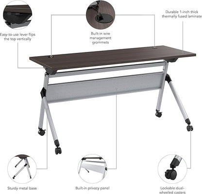 Bush Business Furniture Folding Training Table, 72 inch Desk, Commercial-Grade Bundle for Office or Classroom, Envision Collection, Gray