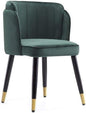 Manhattan Comfort Zephyr Modern Velvet Dining Chair, Solid Wood Frame with Gold-Tipped Splayed Legs, High Density Foam Padding, Vintage Design, Tulip Inspired Accent Furniture, Hunter Green