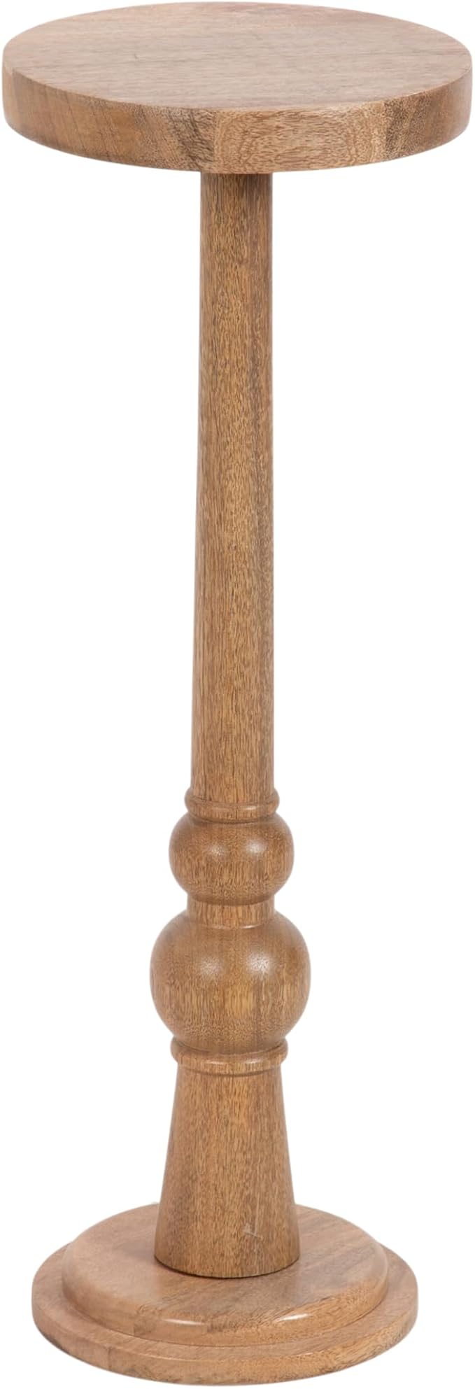 Kate and Laurel Wegner Transitional Wooden Round Drink Table, 8 x 8 x 23, Natural Wood, Modern Durable Pedestal Table for Use as Round Drink Table, Indoor Plant Stand, or Decorative Mini Table