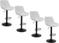 Bar Stools, Swivel Counter Height Barstools with Back, Adjustable Modern Bar Chairs, Tall Armless PU Leather Kitchen Island Stool (White, Set of 4)