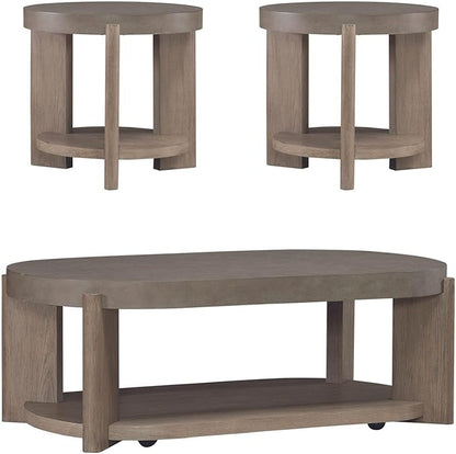 Liberty Furniture Affinity Opt 3 Piece Set - Oval Cocktail Table, 2 End Tables - Dusty Taupe Faux Concrete Tops