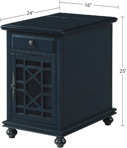 Martin Svensson Home Elegant Chairside End Table with Power, Catalina Blue