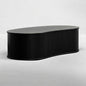 NTC Ripple Coffee Table, Modern Oval Wooden Center Table with Vertical Groove Design, Stylish Living Room Decor, Contemporary Minimalist Style for Home and Office, Effortless Assembly - Burnt Black
