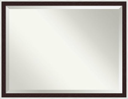 Amanti Art Wall Mirror 33x43 Maya Espresso Silver Rectangle Bathroom Mirror for Wall Decor Living Room, X-Large Modern Frame, Hangs Horizonally and Vertically, Bathroom Decor, Beveled Edge