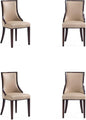 Manhattan Comfort Grand Avenue Faux Leather Dining Chairs, Parsons Accent Furniture with Padded Wingback Seat and Solid Beech Wood Frame, Set of 4, Tan