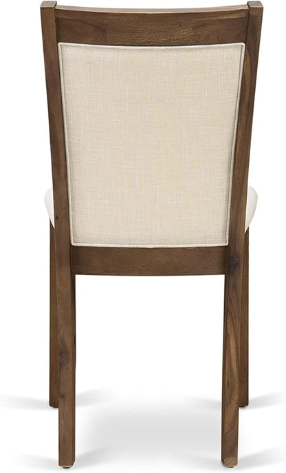 East West Furniture X777MZN32-6 6 Piece Dining Table Set Contains a Rectangle Kitchen Table with X-Legs and 4 Light Beige Linen Fabric Parson Chairs with a Bench, 40x72 Inch, Multi-Color
