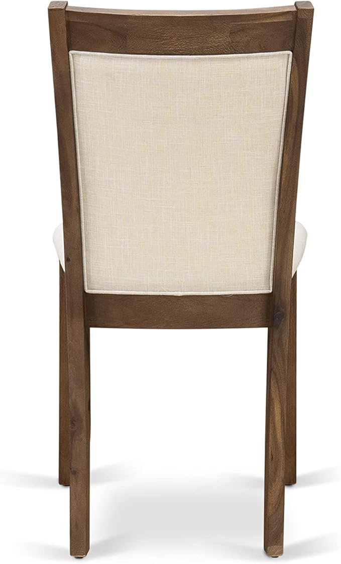 East West Furniture X797MZN32-5 5 Piece Dining Set Includes a Rectangle Dining Room Table with X-Legs and 4 Light Beige Linen Fabric Upholstered Parson Chairs, 40x72 Inch, Multi-Color