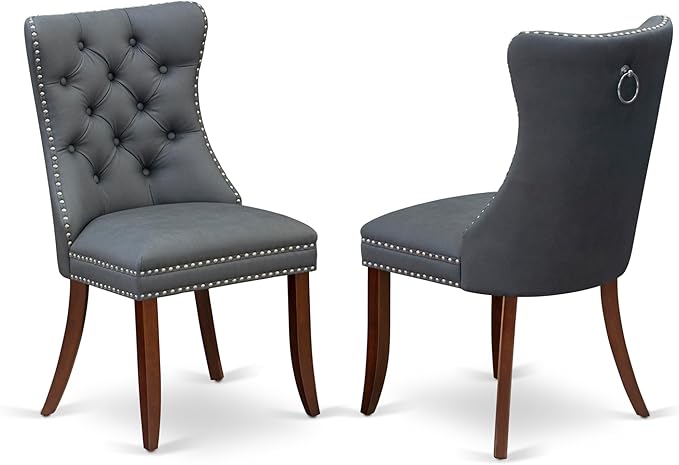 East West Furniture DODA9-MAH-13 9 Piece Dining Set Includes a Rectangle Solid Wood Table with Butterfly Leaf and 8 Polyester Fabric Upholstered Chairs, 42x78 Inch, Mahogany