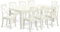 East West Furniture LGBO9-LWH-W 9 Piece Kitchen Table & Chairs Set Includes a Rectangle Dining Table with Butterfly Leaf and 8 Dining Room Chairs, 42x84 Inch, Linen White