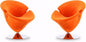 Manhattan Comfort Tulip Swivel Accent Chair Set of 2 with 360° Turn, Modern Flower Inspired Design, Soft Velvet Upholstery, Polished Chrome Base, No Assembly Required, 300 Lbs Capacity, Orange