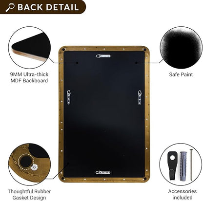 ANDY STAR Gold Bathroom Mirror for Wall, 30x36’’ Brushed Gold Rounded Rectangle Mirror for Vanity in SUS304-Anti-Rust, Wall-Mounted Horizontal/Vertical 1’’ Deep