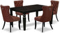 East West Furniture LGDA5-BLK-26 5 Piece Dining Table Set Includes a Rectangle Wooden Table with Butterfly Leaf and 4 Polyester Fabric Parson Chairs, 42x84 Inch, Black