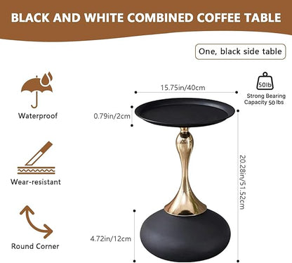Elegant Modern Side Table - Featuring a Unique Hourglass Design, Ideal for use in Living Rooms, cafes, Dining Rooms, bedrooms, and Outdoors - a Fashionable Decoration (1, Black)
