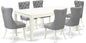 East West Furniture LGDA7-LWH-27 7 Piece Dining Set Includes a Rectangle Kitchen Table with Butterfly Leaf and 6 Polyester Fabric Parson Chairs, 42x84 Inch, linen white
