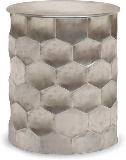 SIMPLIHOME Whitney Industrial 17 inch Wide Metal Storage Accent Side Table in Antique Silver , Fully Assembled for the Living Room and Bedroom