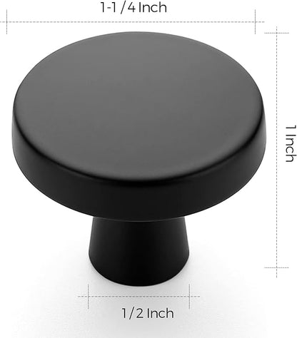 Ravinte 60 Pack Drawer Pulls 1-1/4 Inch Matte Black Kitchen Cabinet Knobs Solid Round Black Dresser Handles for Simple Cupboard Hardware